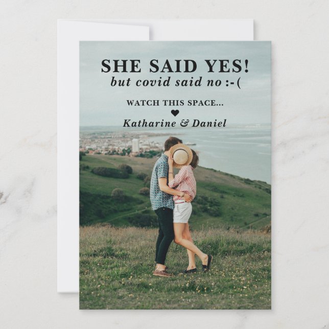 Typography Wedding Postponement Save The Date (Front)