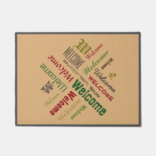 Typography Welcome any Word Collage on any Colour Doormat
