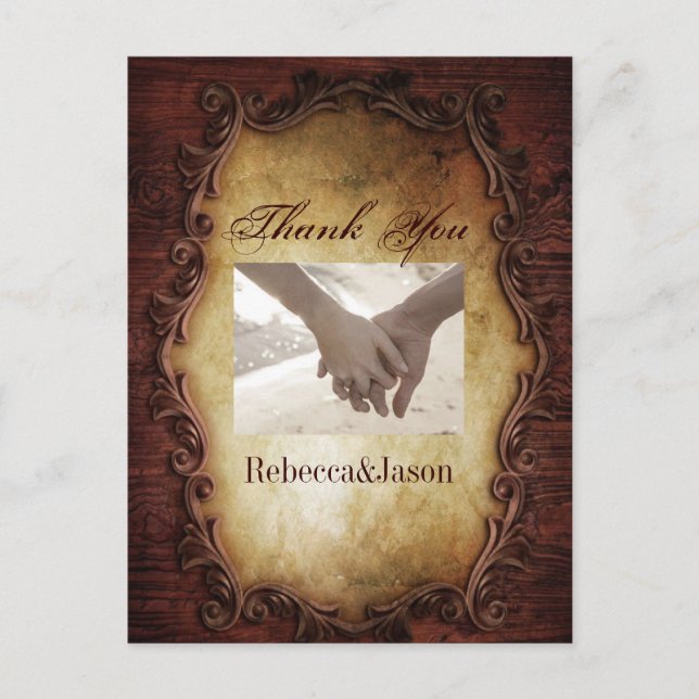 typography western country wedding thank you postcard (Front)