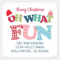 Typography What Fun Christmas Return Address Label