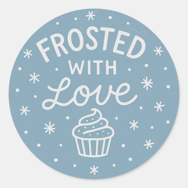 Typography Whimsical Hand-Drawn Cupcake Doodle Classic Round Sticker (Front)