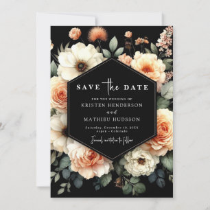 Typography Whimsical Peach Wedding Save The Date