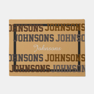 Typography Wild Lastname Collage Custom Colour Doormat