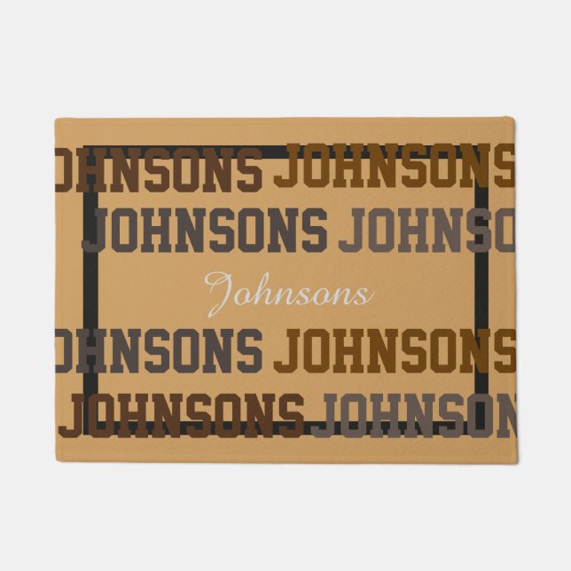 Typography Wild Lastname Collage Custom Colour Doormat (Front)
