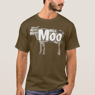 Typography Word Art Cow T-Shirt