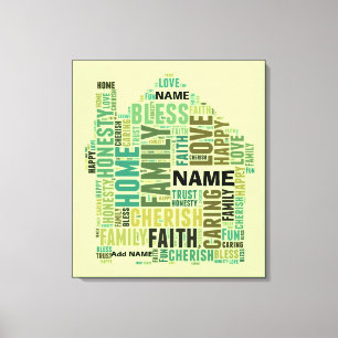 Typography Word Cloud Home Add Names to Customize Canvas Print