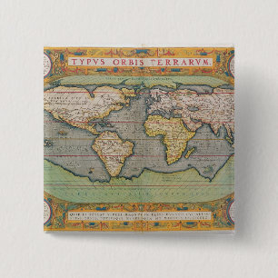 Typus Orbis Terrarum, map of the world 2 Inch Square Button