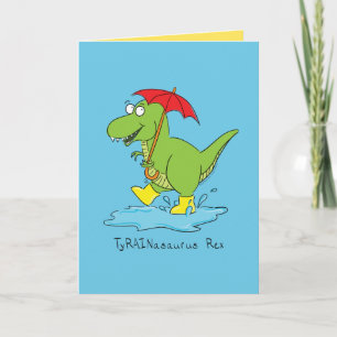 TyRAINosaurus Rex T-rex Dinosaur Greeting Card