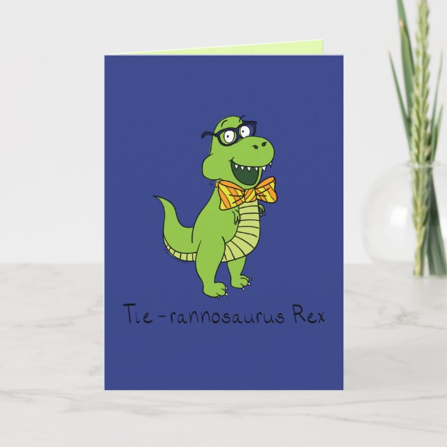Tyrannosaurus Bowtie T Rex Funny Greeting Card (Front)