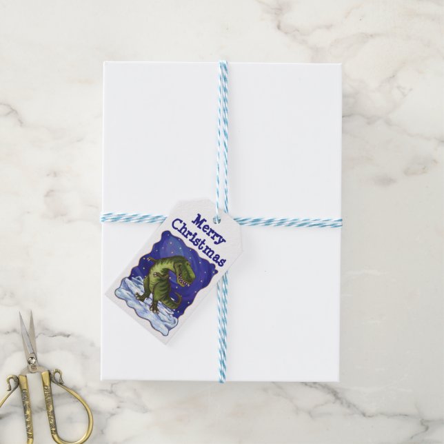 Tyrannosaurus Christmas Gift Tags (With Twine)