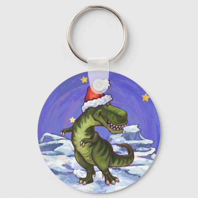 Tyrannosaurus Christmas Keychain (Front)