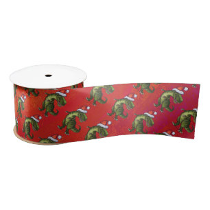 Tyrannosaurus Christmas Satin Ribbon
