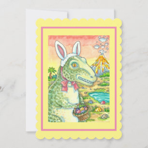 TYRANNOSAURUS,  CUTE T-REX, EASTER BUNNY DINO Flat Holiday Card