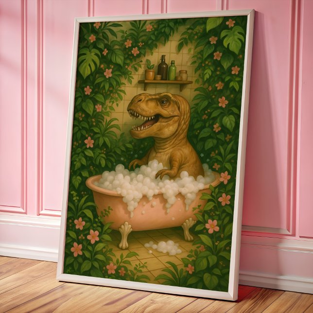 Tyrannosaurus Dans Bain Tub Wall Art Poster Imprim (Créateur téléchargé)