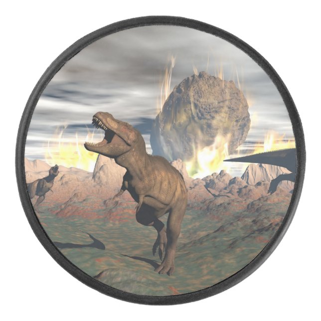Tyrannosaurus dinosaur exctinction - 3D render Hockey Puck (Front)