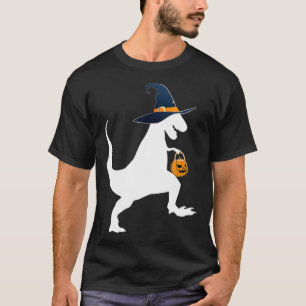 Tyrannosaurus Re Halloween Pumpkin Faces Witch Hat T-Shirt