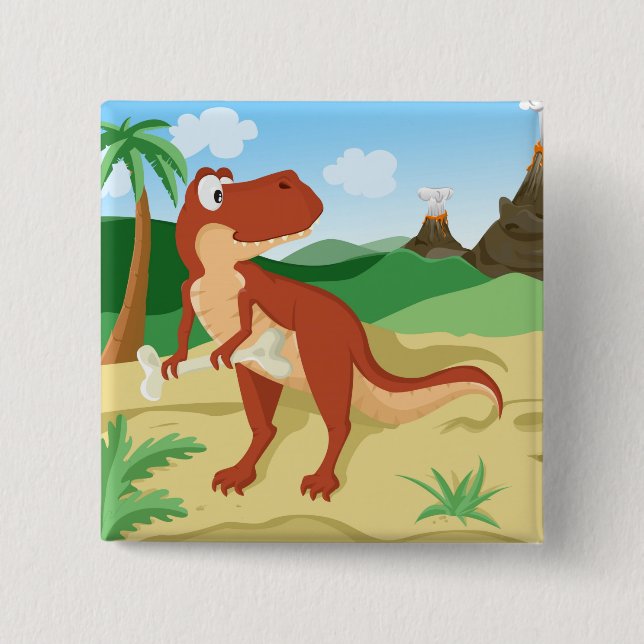 Tyrannosaurus Rex 2 Inch Square Button (Front)