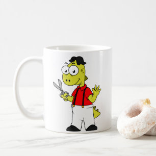 Tyrannosaurus Rex Barber With Scissors. Coffee Mug