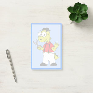 Tyrannosaurus Rex Barber With Scissors. Post-it Notes
