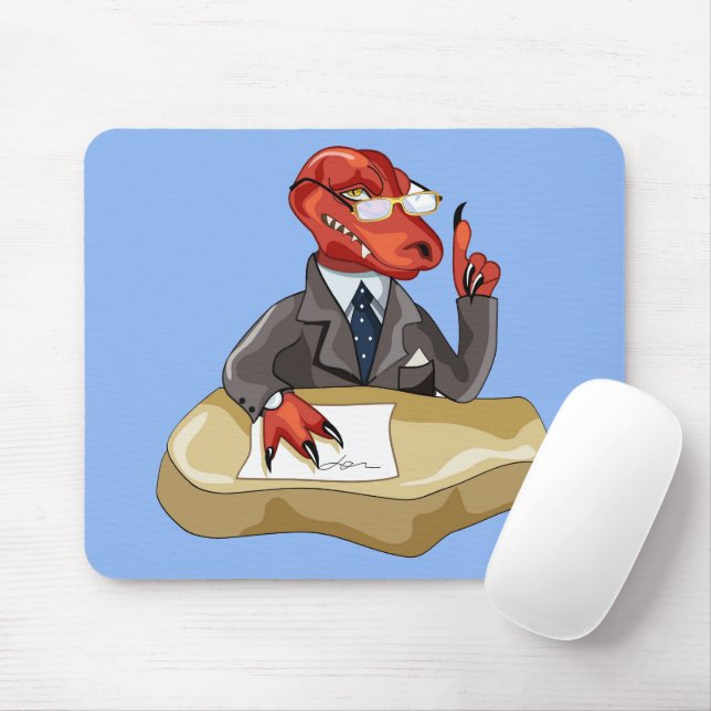 Tyrannosaurus Rex Boss Sitting At A Desk. 2 Mouse Pad (With Mouse)