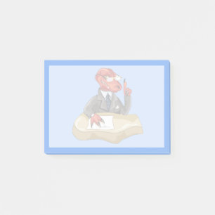 Tyrannosaurus Rex Boss Sitting At A Desk. 2 Post-it Notes