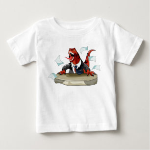Tyrannosaurus Rex Boss Sitting At A Desk. Baby T-Shirt