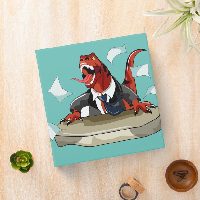 Tyrannosaurus Rex Boss Sitting At A Desk. Binder (In Situ)
