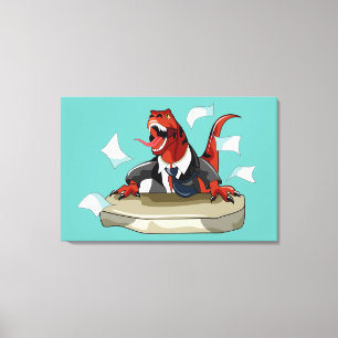 Tyrannosaurus Rex Boss Sitting At A Desk. Canvas Print