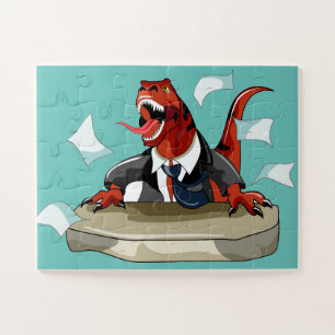Tyrannosaurus Rex Boss Sitting At A Desk. Jigsaw Puzzle