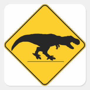 Tyrannosaurus rex crossing square sticker