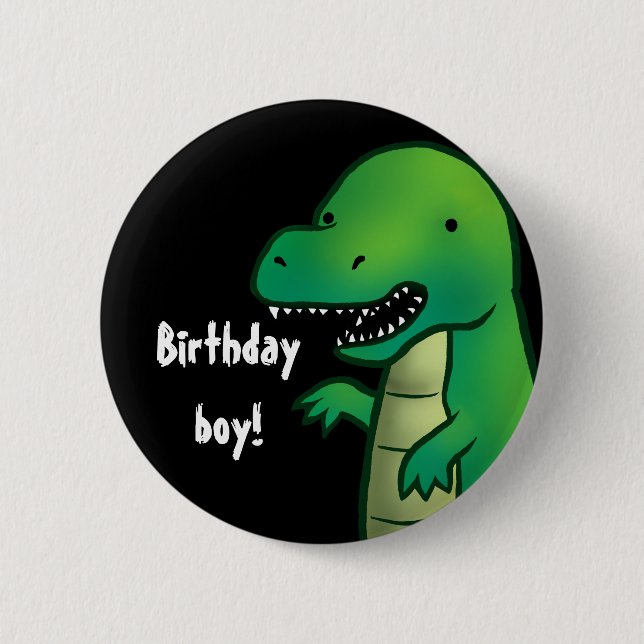 Tyrannosaurus Rex Dinosaur cartoon birthday badge 2 Inch Round Button (Front)
