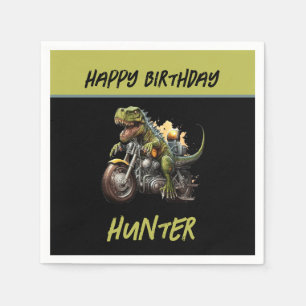 Tyrannosaurus Rex Dinosaur Motorcycle Birthday Napkin