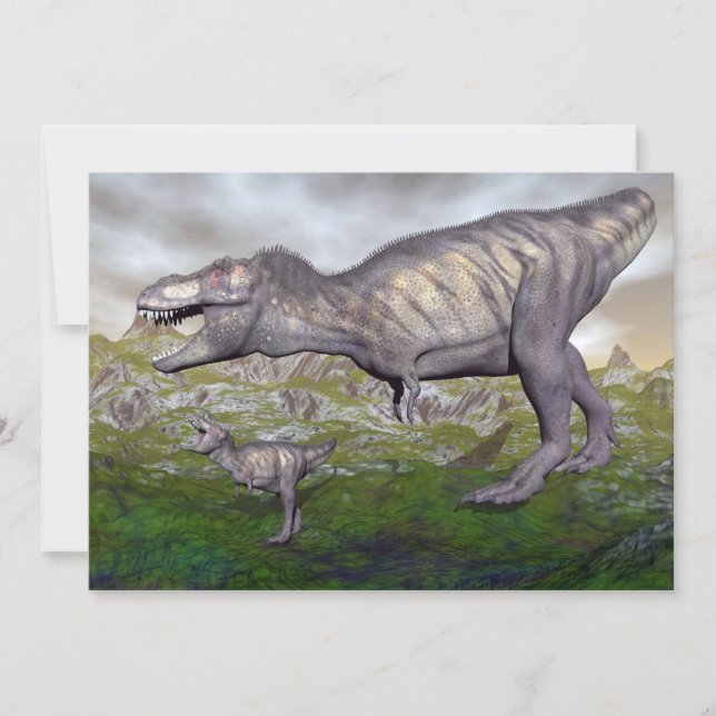 Tyrannosaurus rex dinosaur mum and baby- 3D render (Front)