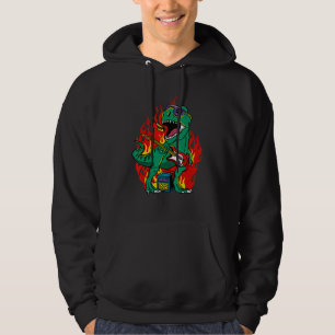 Tyrannosaurus Rex Dinosaur Playing Rock Guitar T R Hoodie