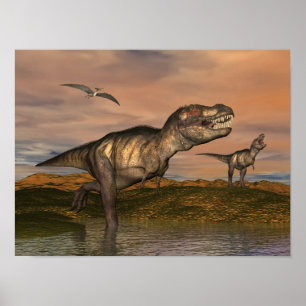 Tyrannosaurus rex dinosaurs - 3D render Poster