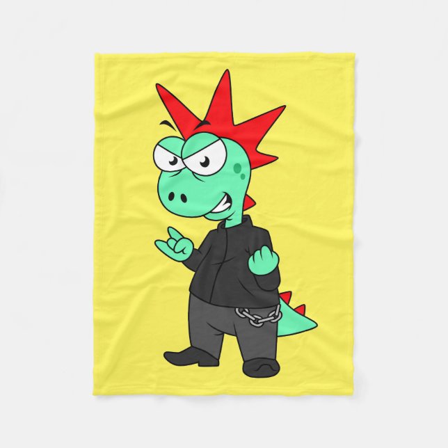Tyrannosaurus Rex Dressed As A Punk. Fleece Blanket (Front)