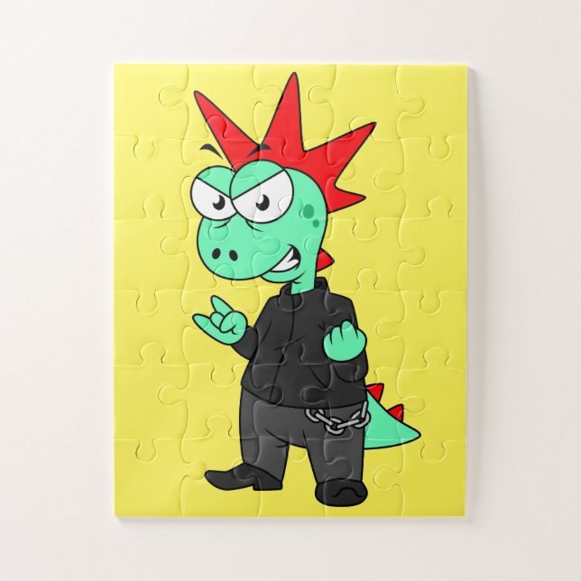 Tyrannosaurus Rex Dressed As A Punk. Jigsaw Puzzle (Vertical)