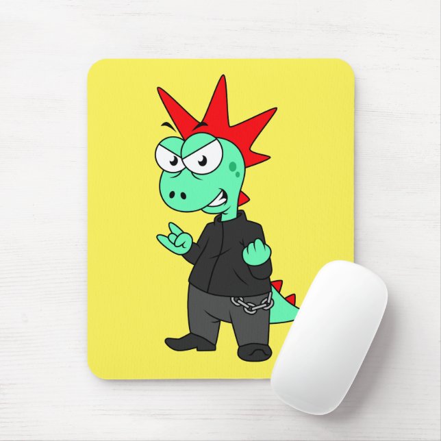 Tyrannosaurus Rex Dressed As A Punk. Mouse Pad (With Mouse)