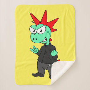 Tyrannosaurus Rex Dressed As A Punk. Sherpa Blanket