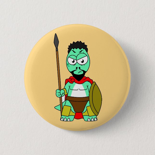 Tyrannosaurus Rex Dressed As Leonidas. 2 Inch Round Button (Front)
