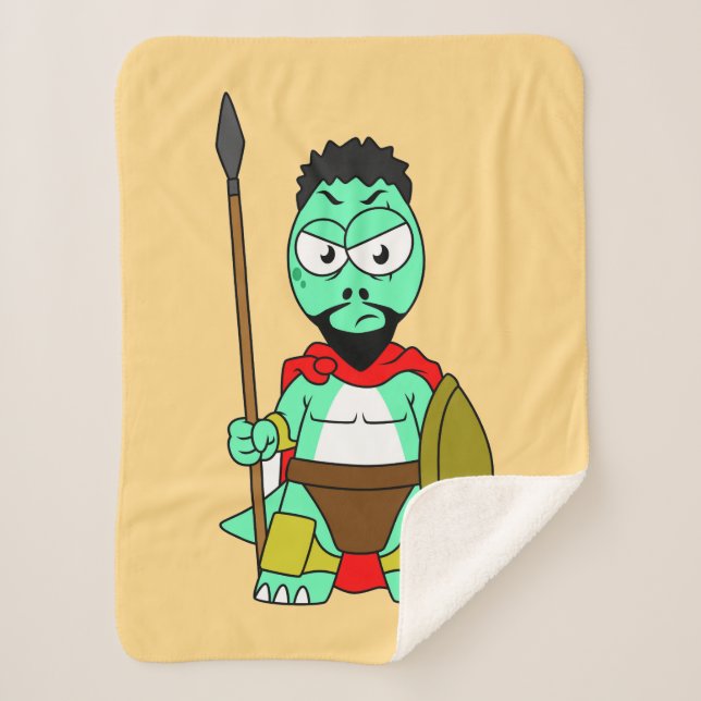 Tyrannosaurus Rex Dressed As Leonidas. Sherpa Blanket (Front)