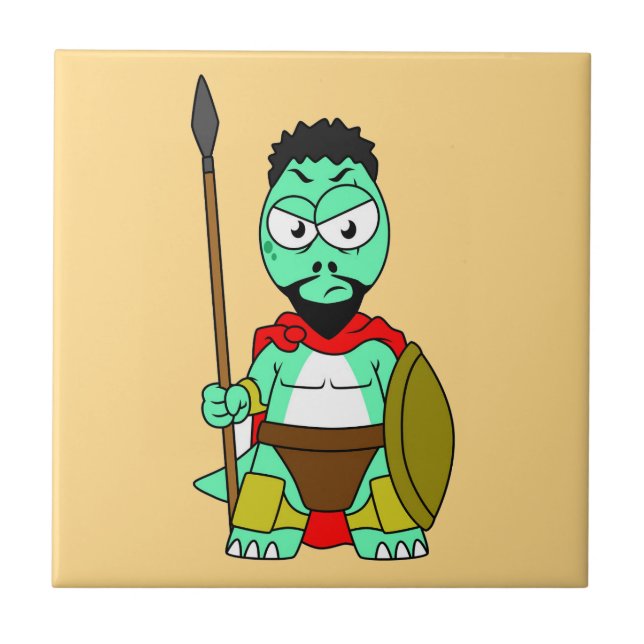 Tyrannosaurus Rex Dressed As Leonidas. Tile (Front)