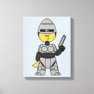 Tyrannosaurus Rex Dressed As Robocop. Canvas Print