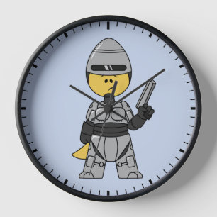 Tyrannosaurus Rex Dressed As Robocop. Clock