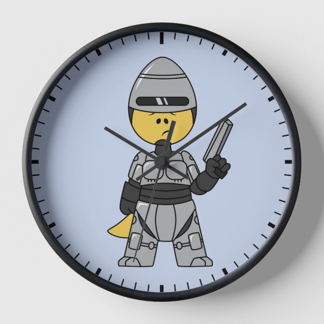 Tyrannosaurus Rex Dressed As Robocop. Clock (Front)