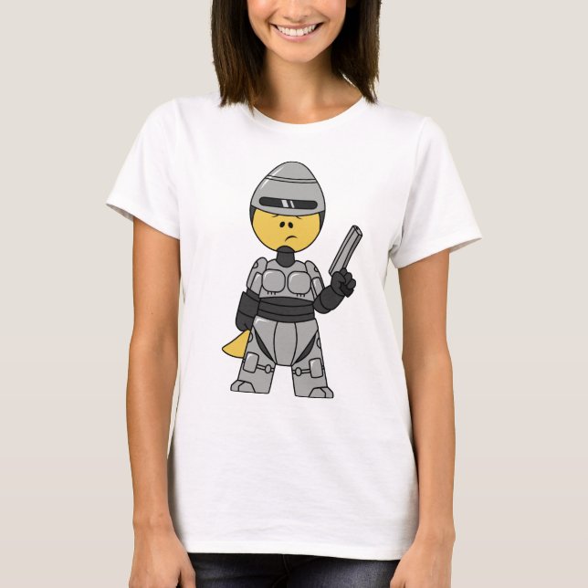 Tyrannosaurus Rex Dressed As Robocop. T-Shirt (Front)