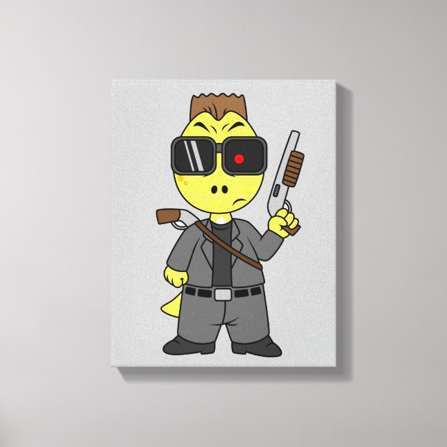 Tyrannosaurus Rex Dressed As The Terminator. Canvas Print (Front)
