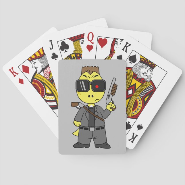 Tyrannosaurus Rex Dressed As The Terminator. Playing Cards (Back)