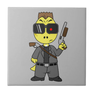 Tyrannosaurus Rex Dressed As The Terminator. Tile