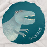 Tyrannosaurus Rex Fun Personalized Round Pillow<br><div class="desc">A fun Tyrannosaur dinosaur with a modern font name which can be changed to personalize.  Original art by Nic Squirrell.</div>